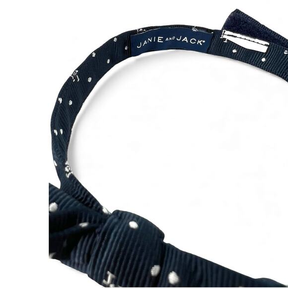 Janie and Jack Boys Bow Tie Adjustable 5-11 year Olds Navy Blue Logo Polkadots - Picture 3 of 4